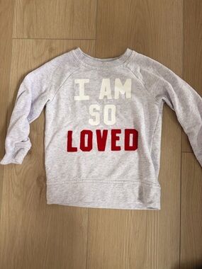 Old Navy Heather Gray Sweatshirt with Red and White 'I AM SO LOVED'